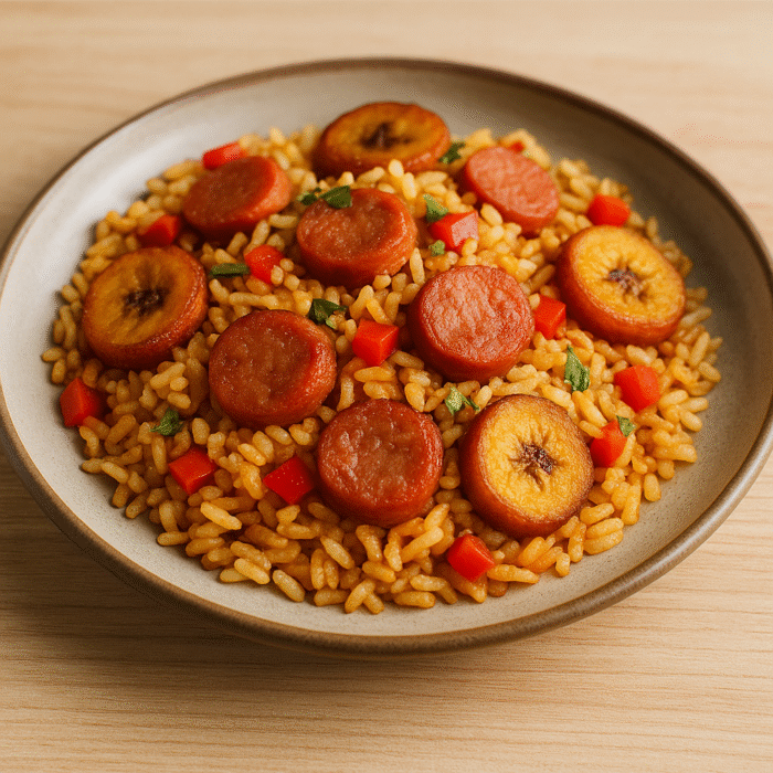Pack de Productos "Arroz con salchicha ZENU, ají y plátano dulce (4 porciones)" - Imagen 1